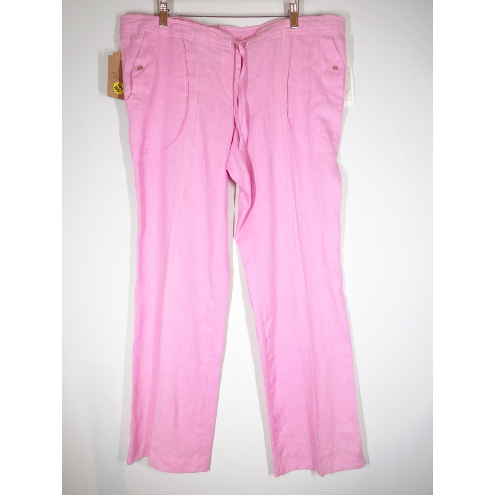 Bill Edwards Casuals Linen Pants Womens Large Pink Drawstring Italian Relaxed